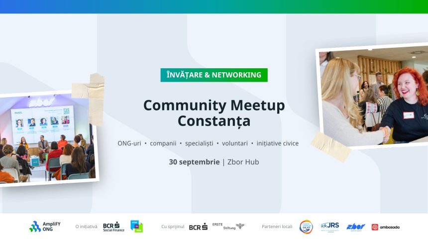 Afișul Community Meetup Constanța, 30 septembrie, ZBOR Hub